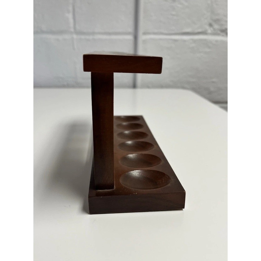 Fairfax Vintage Walnut Wood 6 Pipe Display Stand Holder Angled Unique USA - Picture 9 of 12